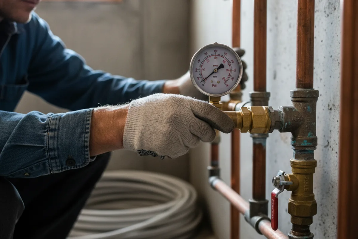 Pressure testing a repaired line during Water Line Repair in Bend
